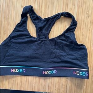 Woxer Black Racerback Bra with Multicolor Logo